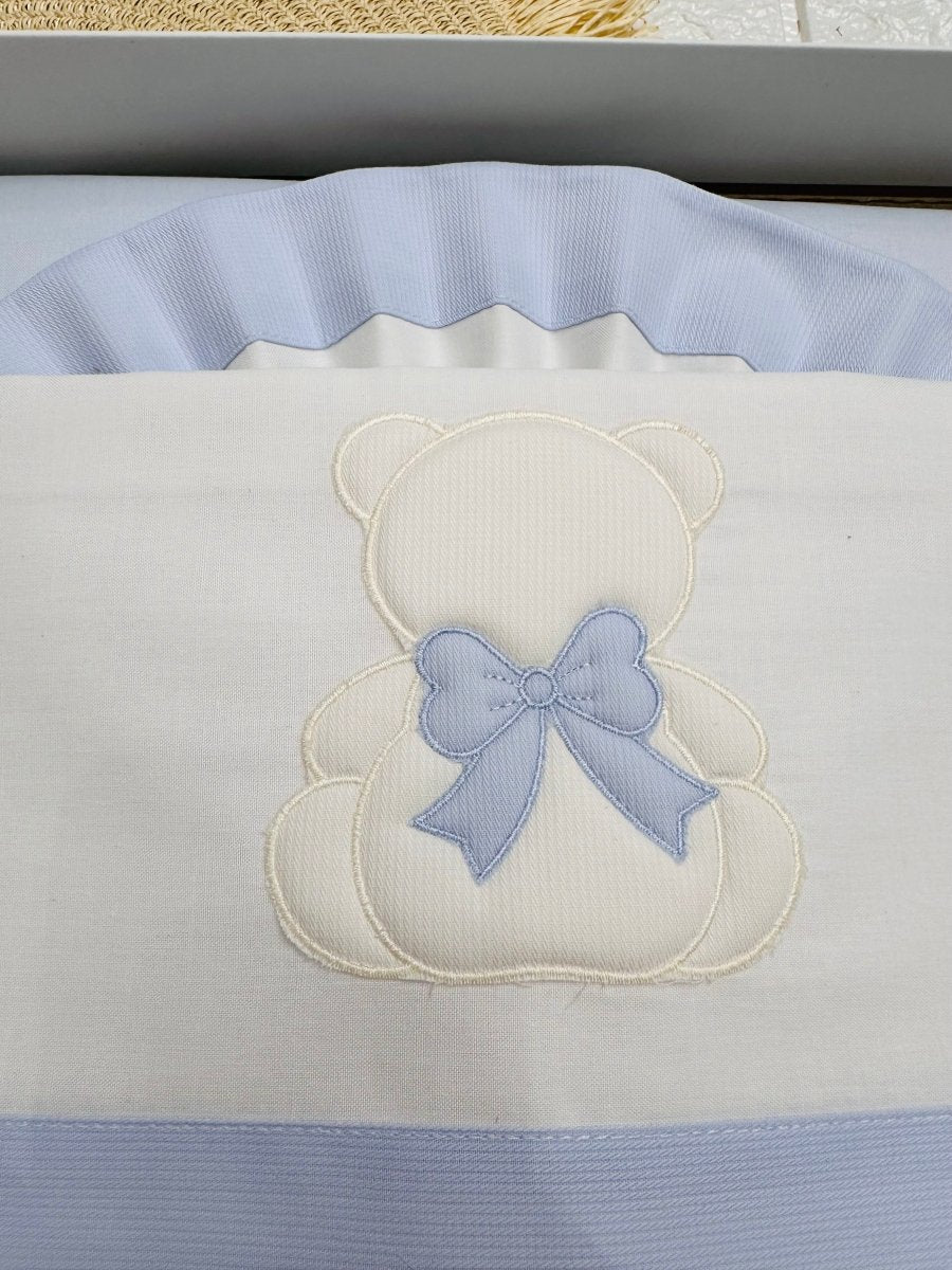 Lenzuola carrozzina Orso Fiocco celeste LC015166 - Piccole Canaglie - PC23760