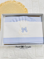 Lenzuola carrozzina Orso Fiocco celeste LC015166 - Piccole Canaglie - PC23760