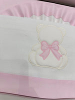 Lenzuola Carrozzina orso fiocco Rosa LC015166 - Piccole Canaglie - PC23283