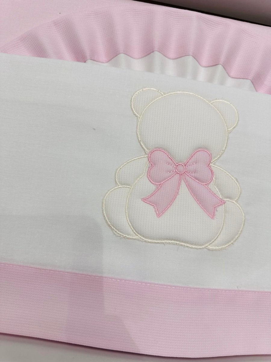 Lenzuola Carrozzina orso fiocco Rosa LC015166 - Piccole Canaglie - PC23283