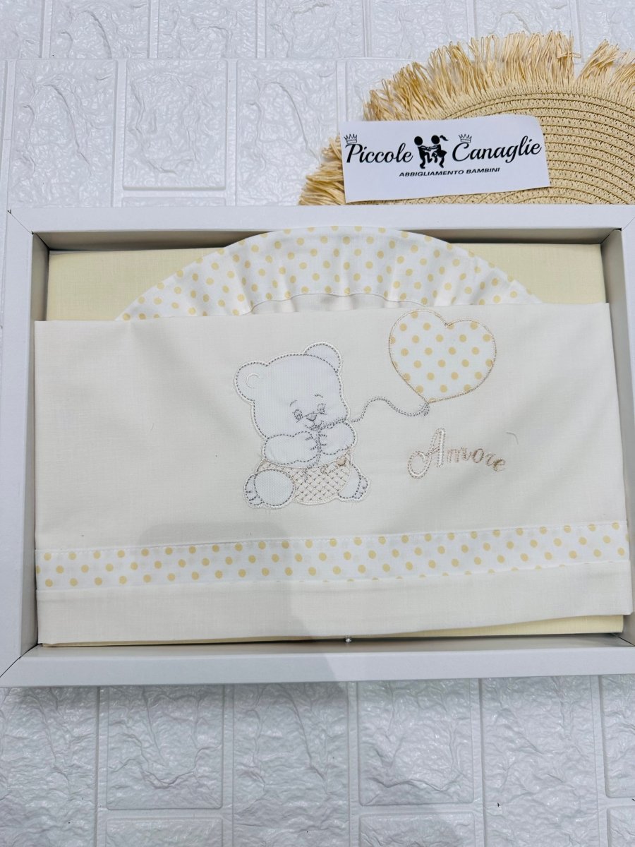 Lenzuola Carrozzina orso palloncino Beige LC015 - Piccole Canaglie - PC23281