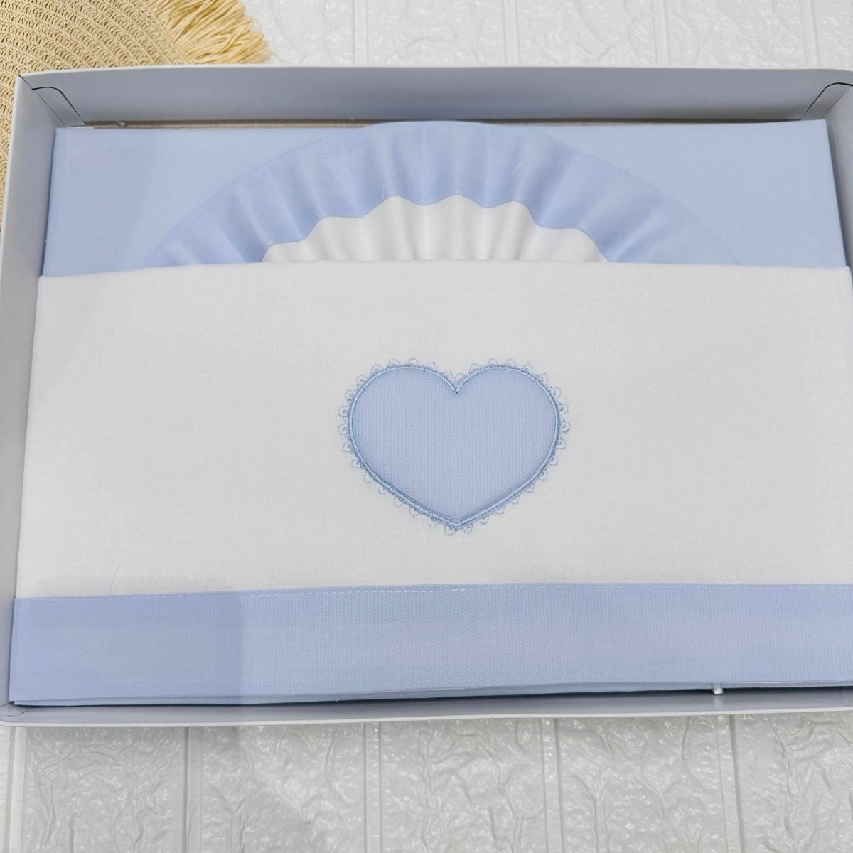 Lenzuola culla cuore Celeste 🩵 ART LL018105R - Piccole Canaglie - PC21961