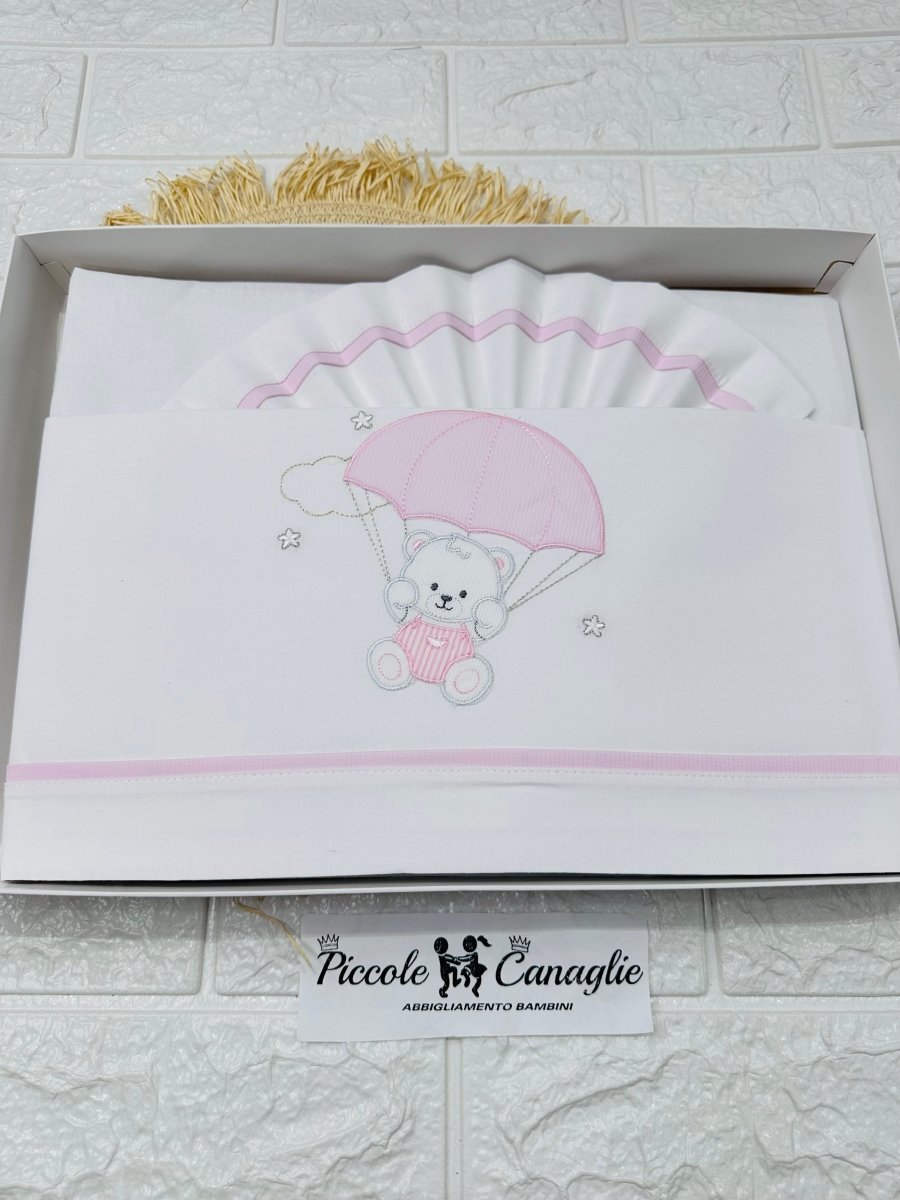 Lenzuola Culla Orso Paracadute Ll018175 Rosa - Piccole Canaglie - PC28489