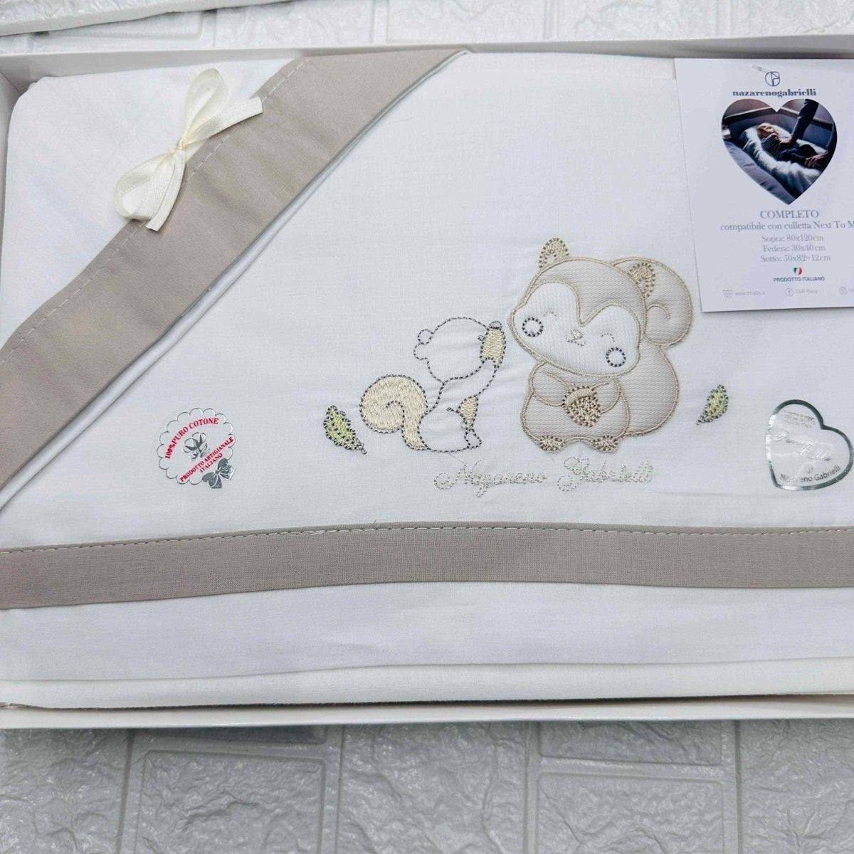 Lenzuola Next to me 🐿️ neutro - Piccole Canaglie - PC20537