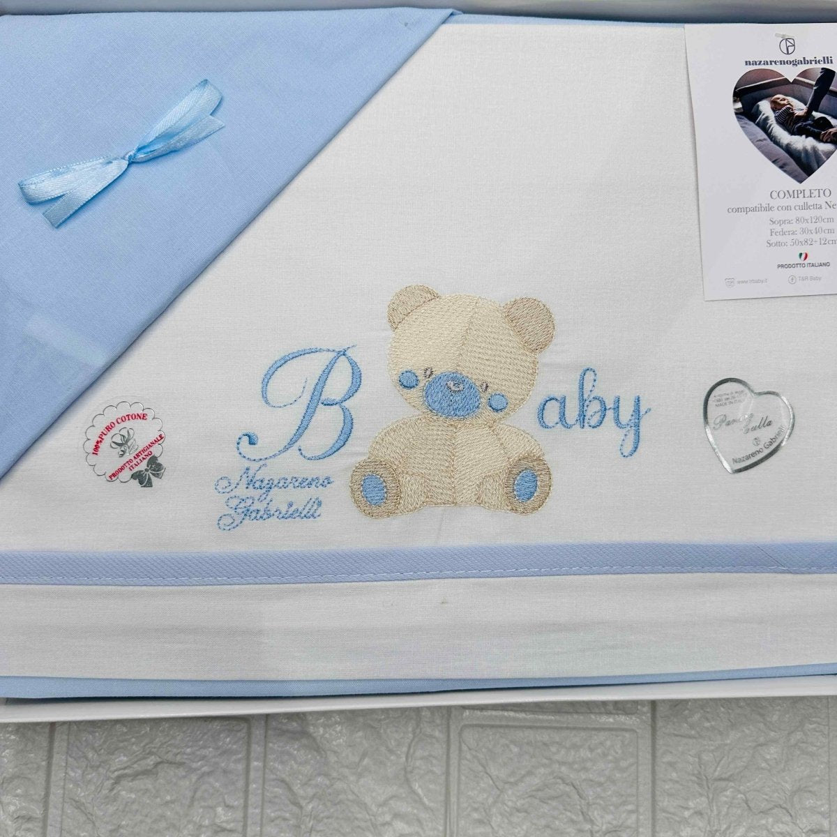 Lenzuola Next to me Orso celeste - Piccole Canaglie - PC20535