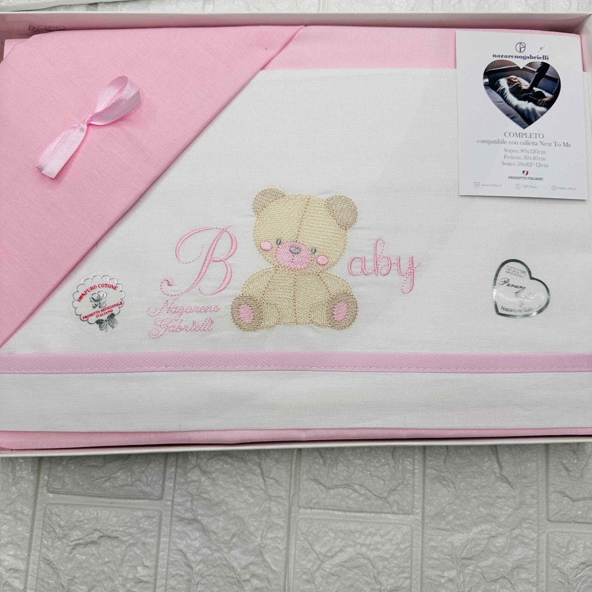 Lenzuola Next to me orso rosa - Piccole Canaglie - PC20531