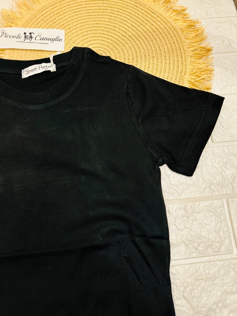 Maglia Basic Cotone Nera - Piccole Canaglie - PC26027