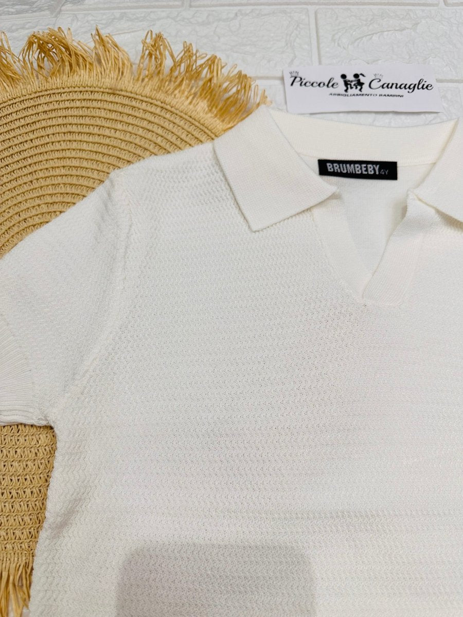 Maglia Collo A V Bianco 075 - Piccole Canaglie - PC26768
