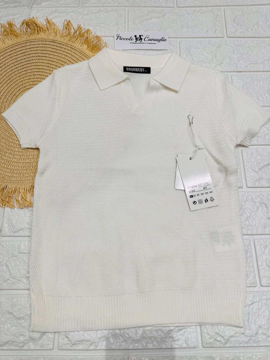 Maglia Collo A V Bianco 075 - Piccole Canaglie - PC26768