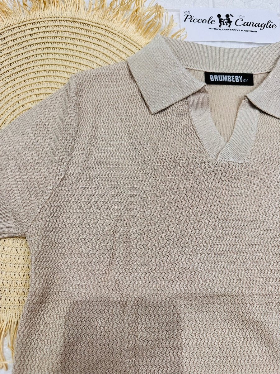 Maglia Collo A V Tortora 075 - Piccole Canaglie - PC26780