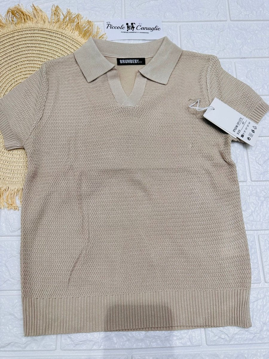 Maglia Collo A V Tortora 075 - Piccole Canaglie - PC26780