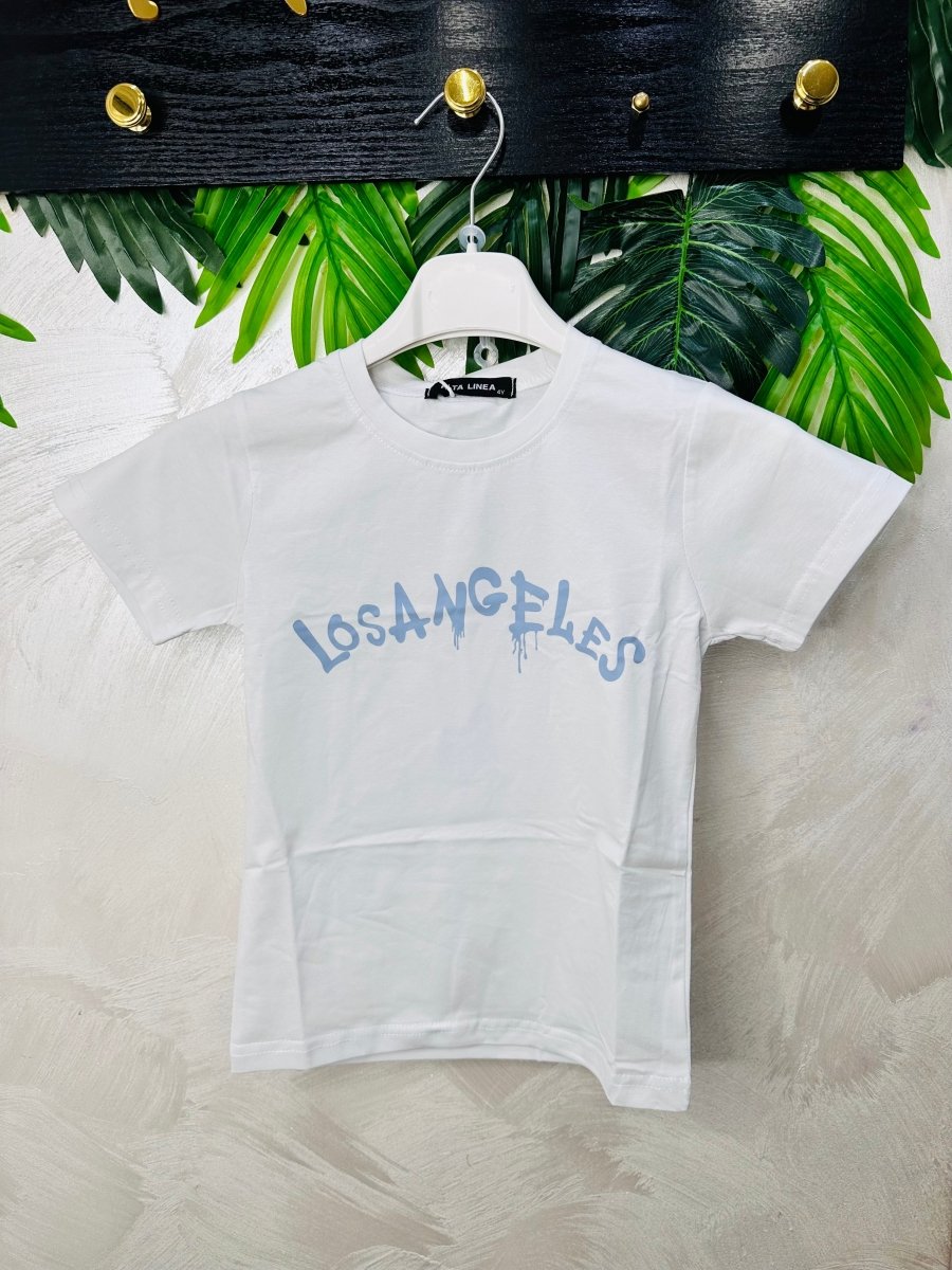 Maglia cotone Los Angeles bianca - Piccole Canaglie - PC27832