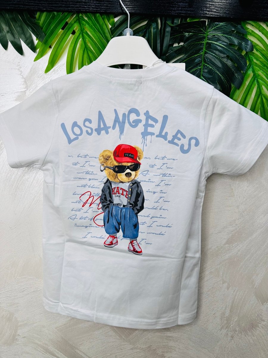 Maglia cotone Los Angeles bianca - Piccole Canaglie - PC27832