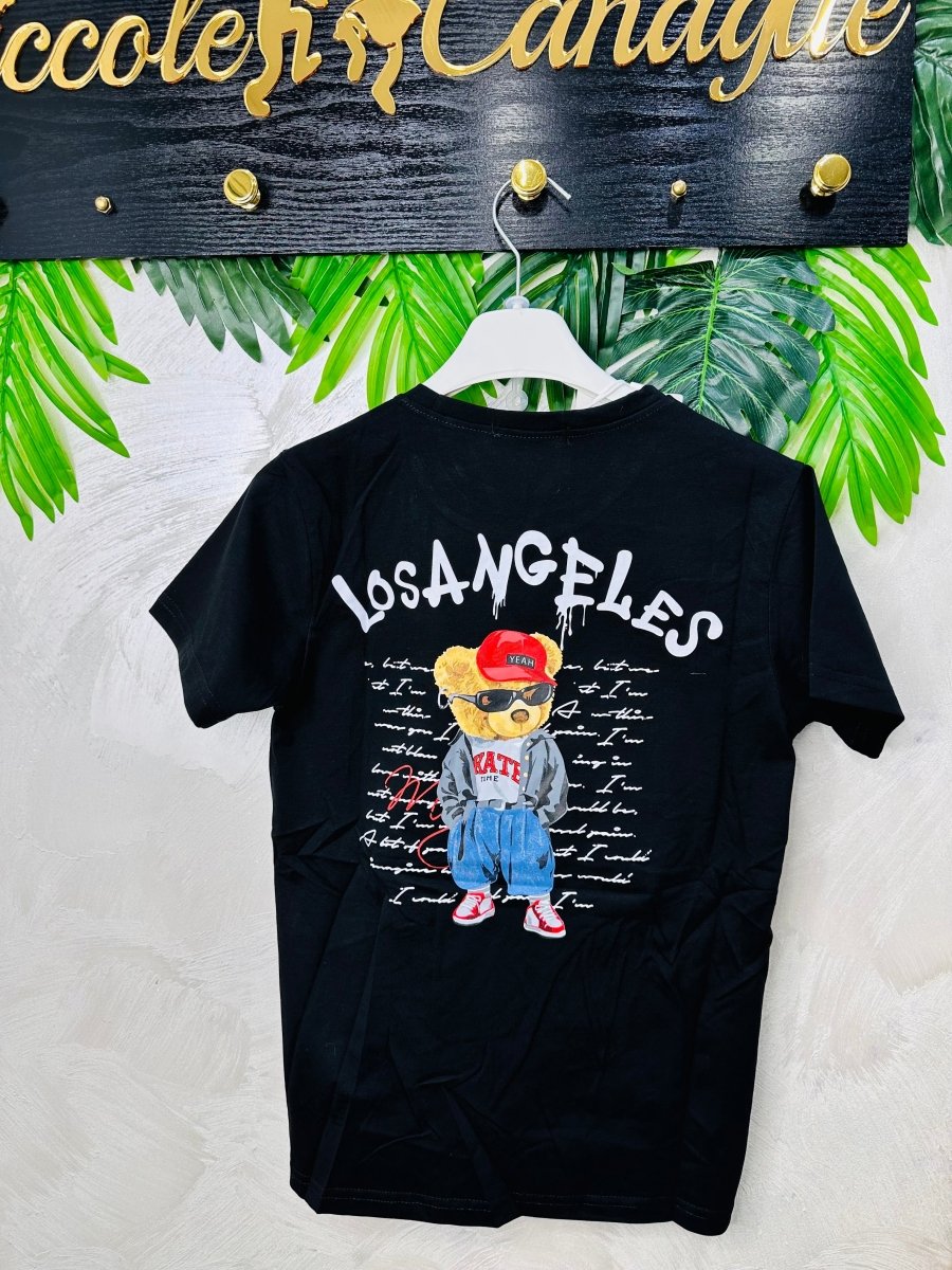 Maglia cotone Los Angeles Nera - Piccole Canaglie - PC27822