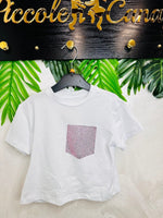 Maglia cotone taschino brillantini fuxian B3808 - Piccole Canaglie - PC26480