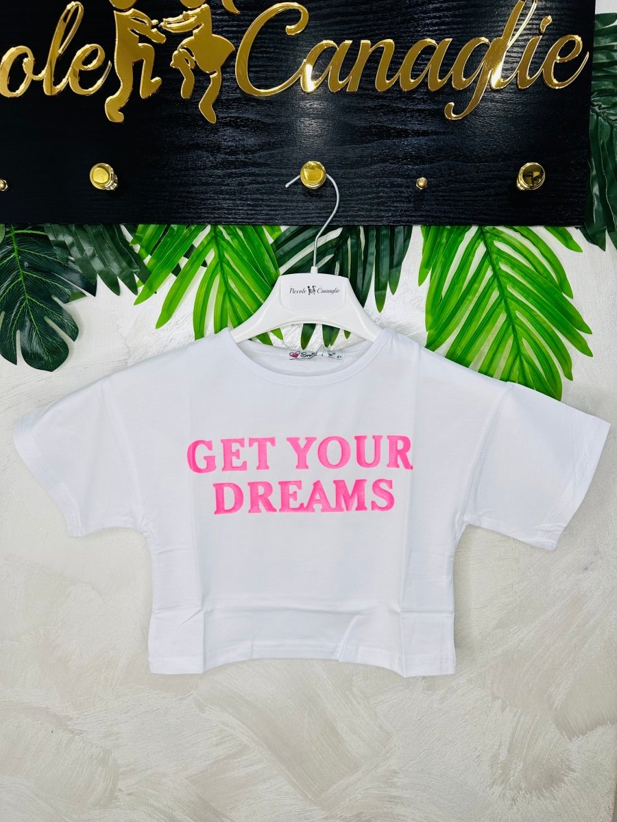 Maglia Croptop Get Your Dream Bianca - Piccole Canaglie - PC28406
