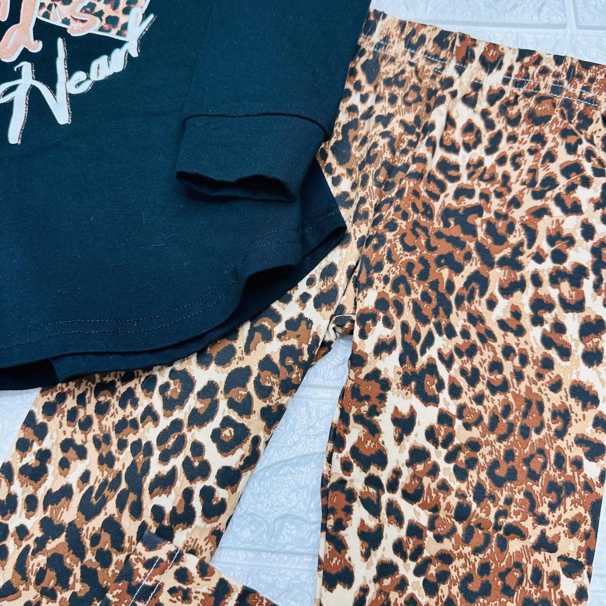 maglia e leggigs animalier nera - Piccole Canaglie - PC20562