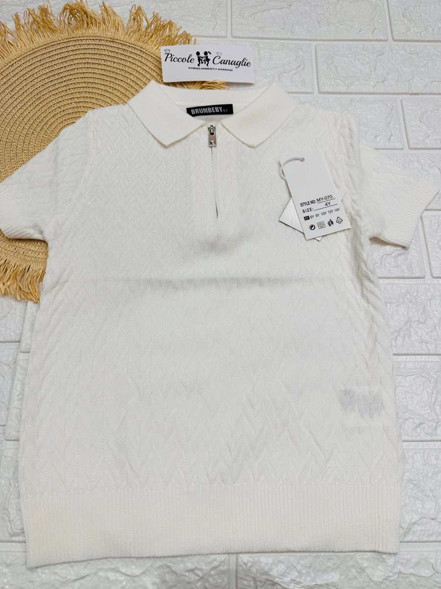 Maglia Filo Cerniera Bianca 070 - Piccole Canaglie - PC26762