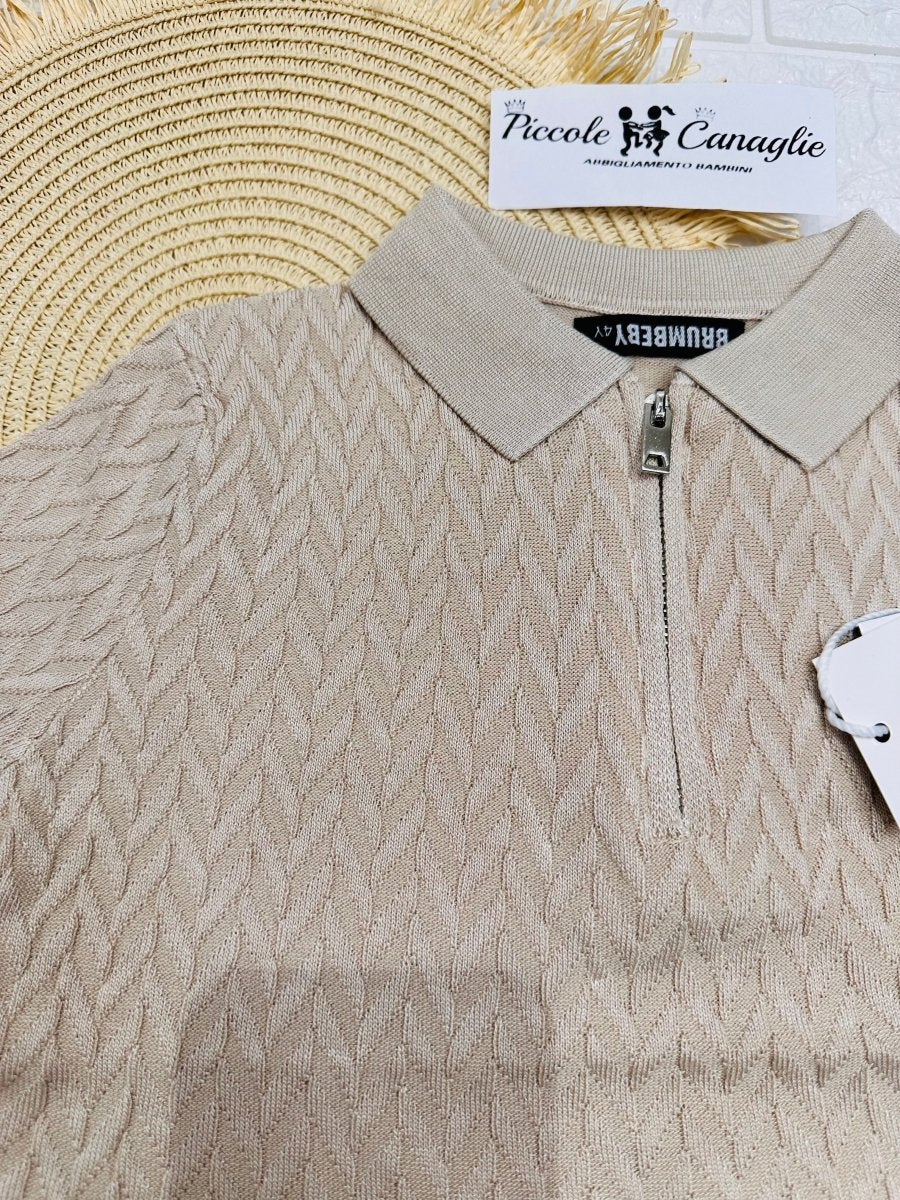 Maglia Filo Cerniera Tortora 070 - Piccole Canaglie - PC26756