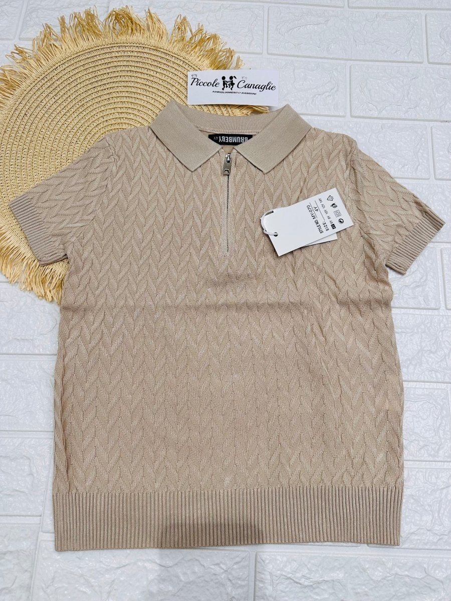 Maglia Filo Cerniera Tortora 070 - Piccole Canaglie - PC26756