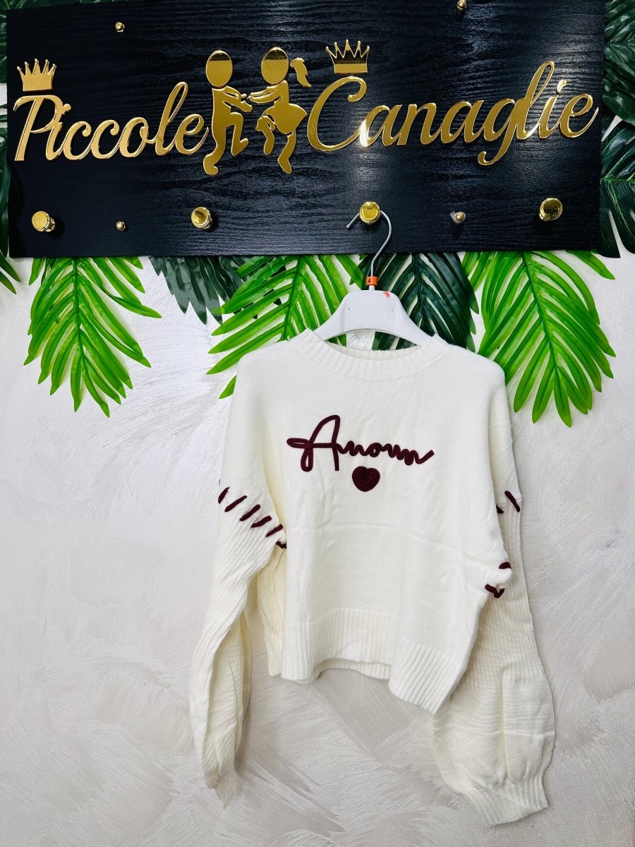 Maglioncino Amor bianco MoodVic@lo - Piccole Canaglie - PC23159