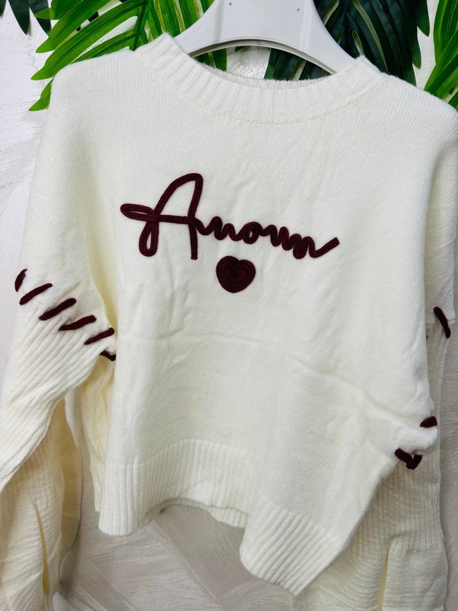 Maglioncino Amor bianco MoodVic@lo - Piccole Canaglie - PC23159