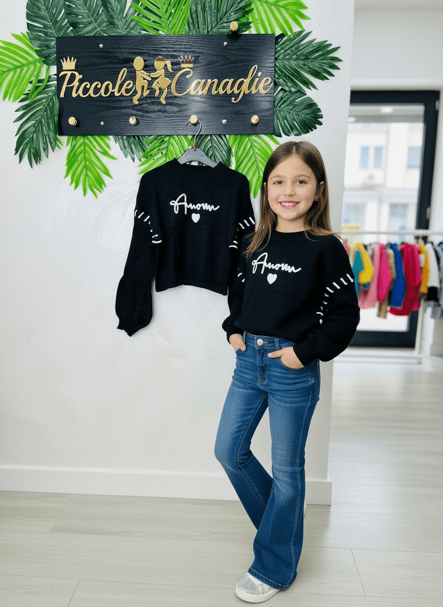 Maglioncino Amor Nero MoodVic@lo - Piccole Canaglie - PC23154