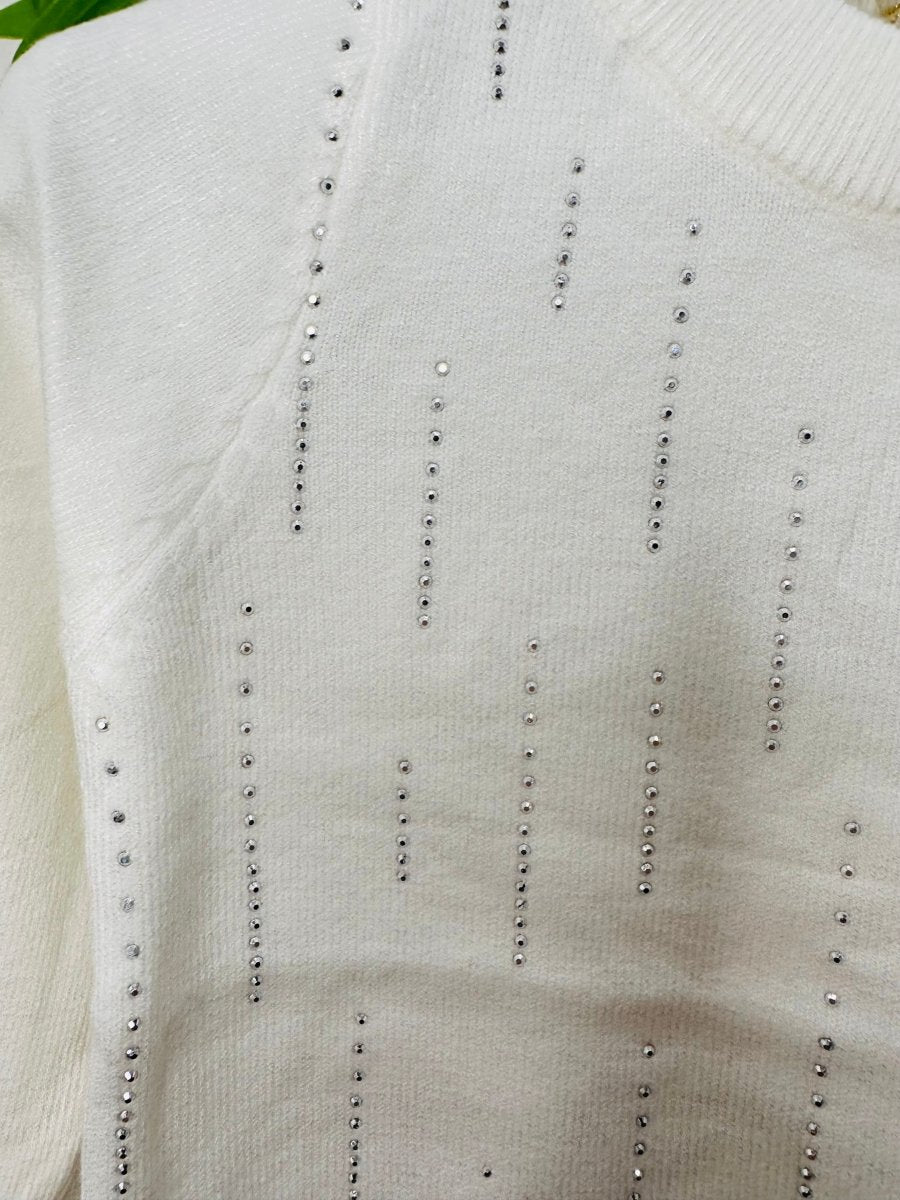 Maglioncino bianco brillantini - Piccole Canaglie - PC24161