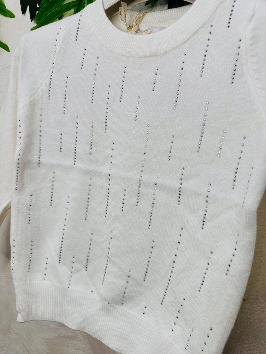 Maglioncino bianco brillantini - Piccole Canaglie - PC24161