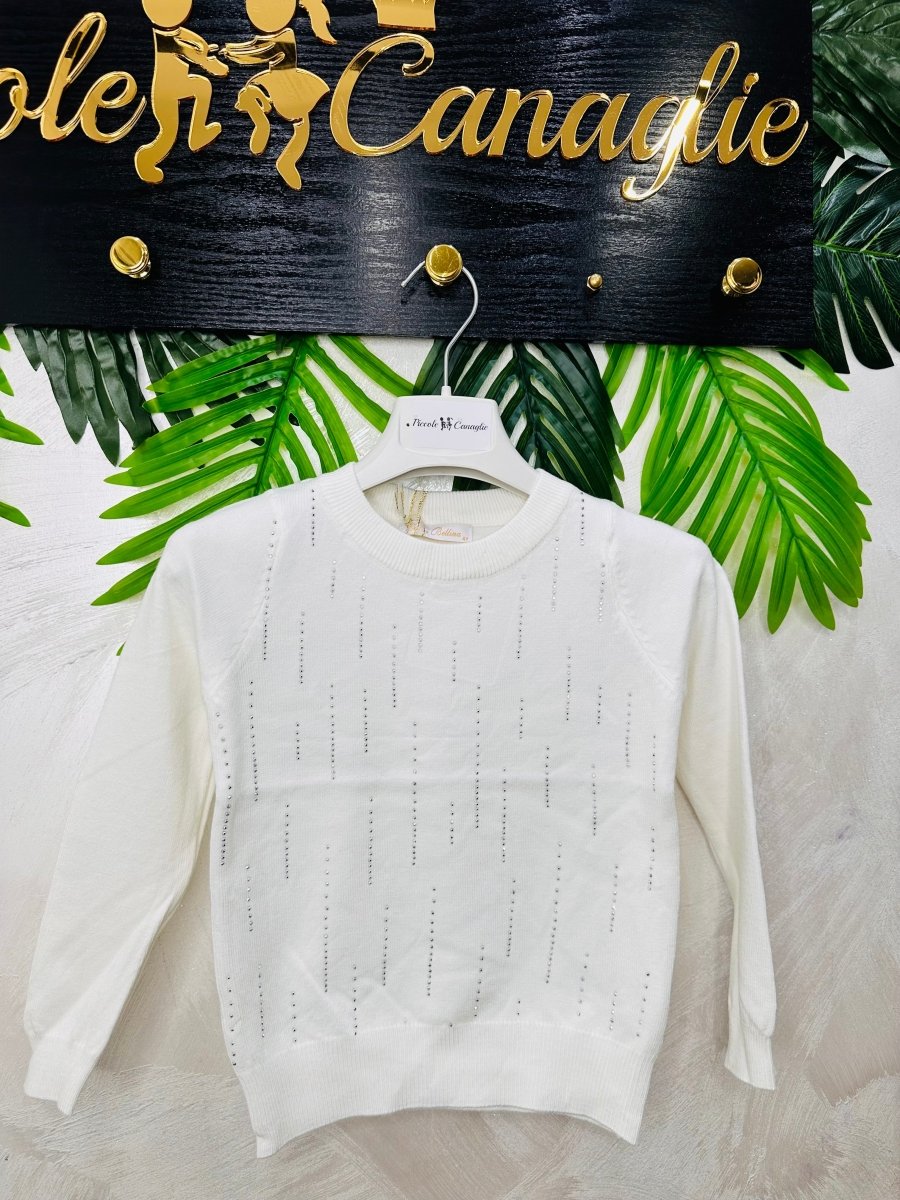 Maglioncino bianco brillantini - Piccole Canaglie - PC24161