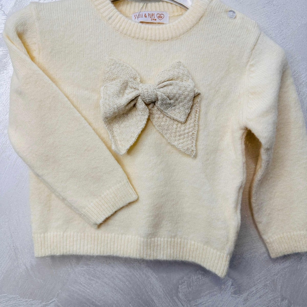 Maglioncino bimba Fiocco Begie - Piccole Canaglie - PC20956