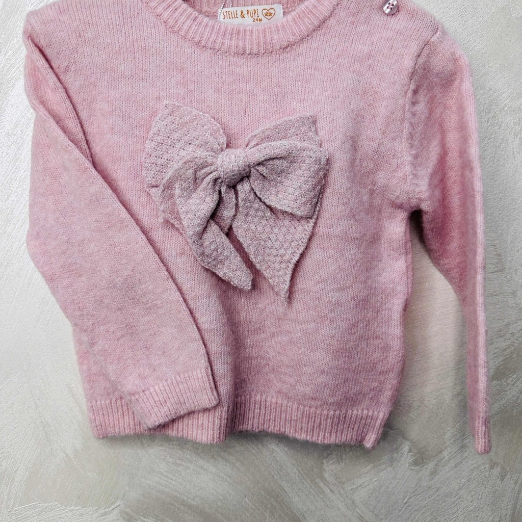 Maglioncino bimba fiocco Rosa - Piccole Canaglie - PC20588