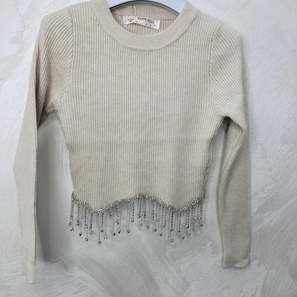 Maglioncino Bimba pendenti Begie - Piccole Canaglie - PC20593