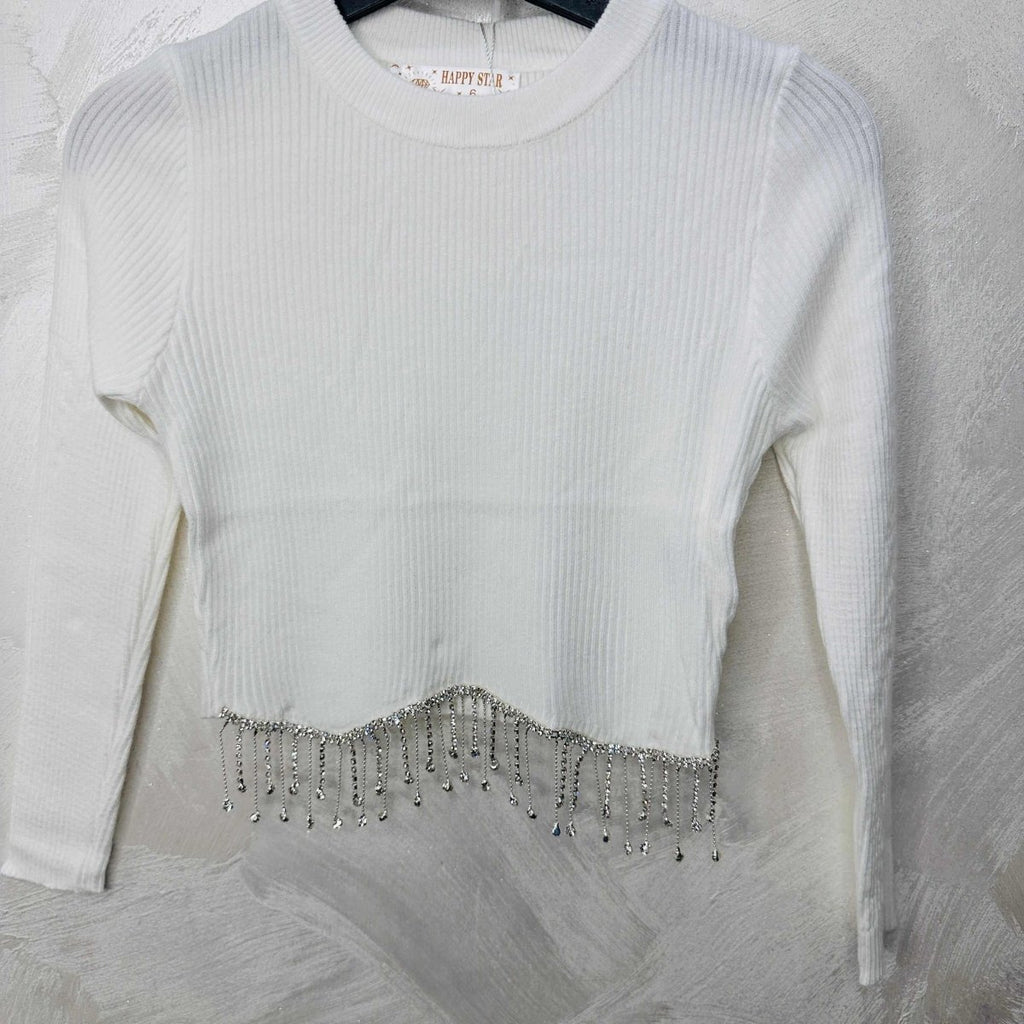 Maglioncino Bimba pendenti bianco - Piccole Canaglie - PC20599