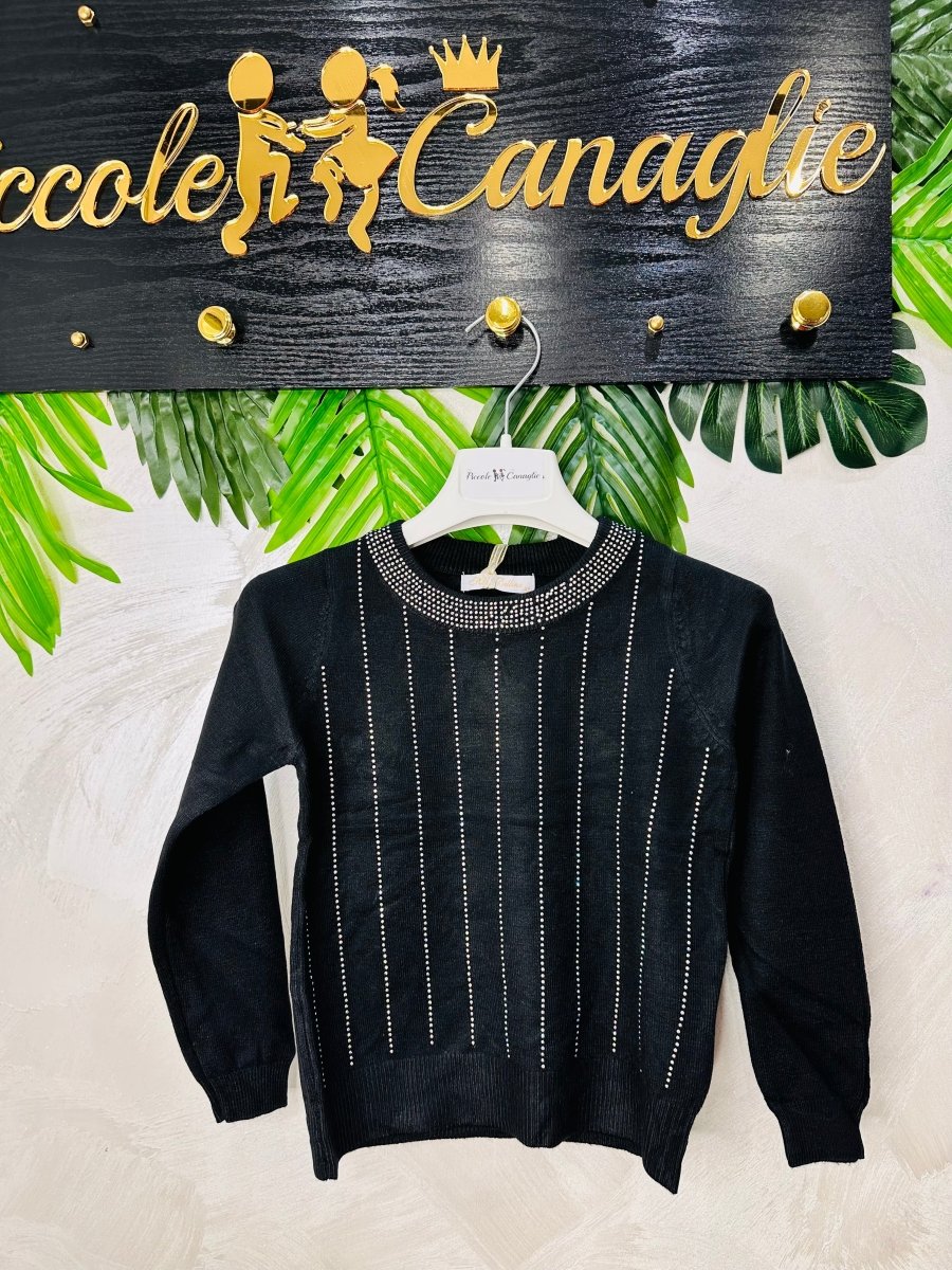 Maglioncino brillantini nero - Piccole Canaglie - 