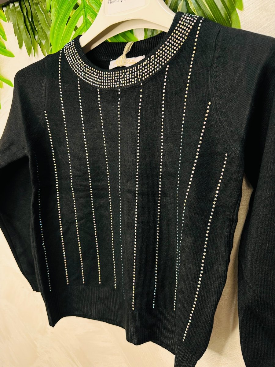 Maglioncino brillantini nero - Piccole Canaglie - 