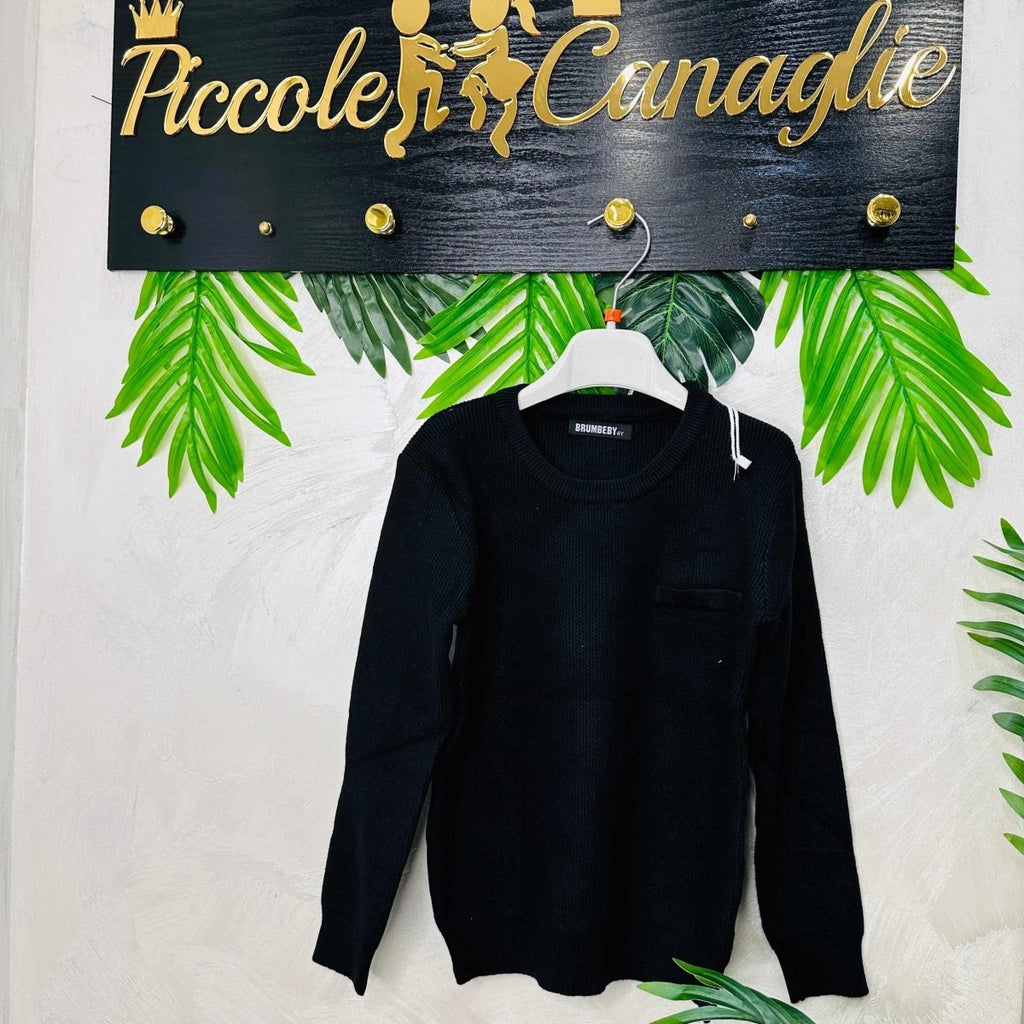 Maglioncino Finto taschino Nero - Piccole Canaglie - PC22105