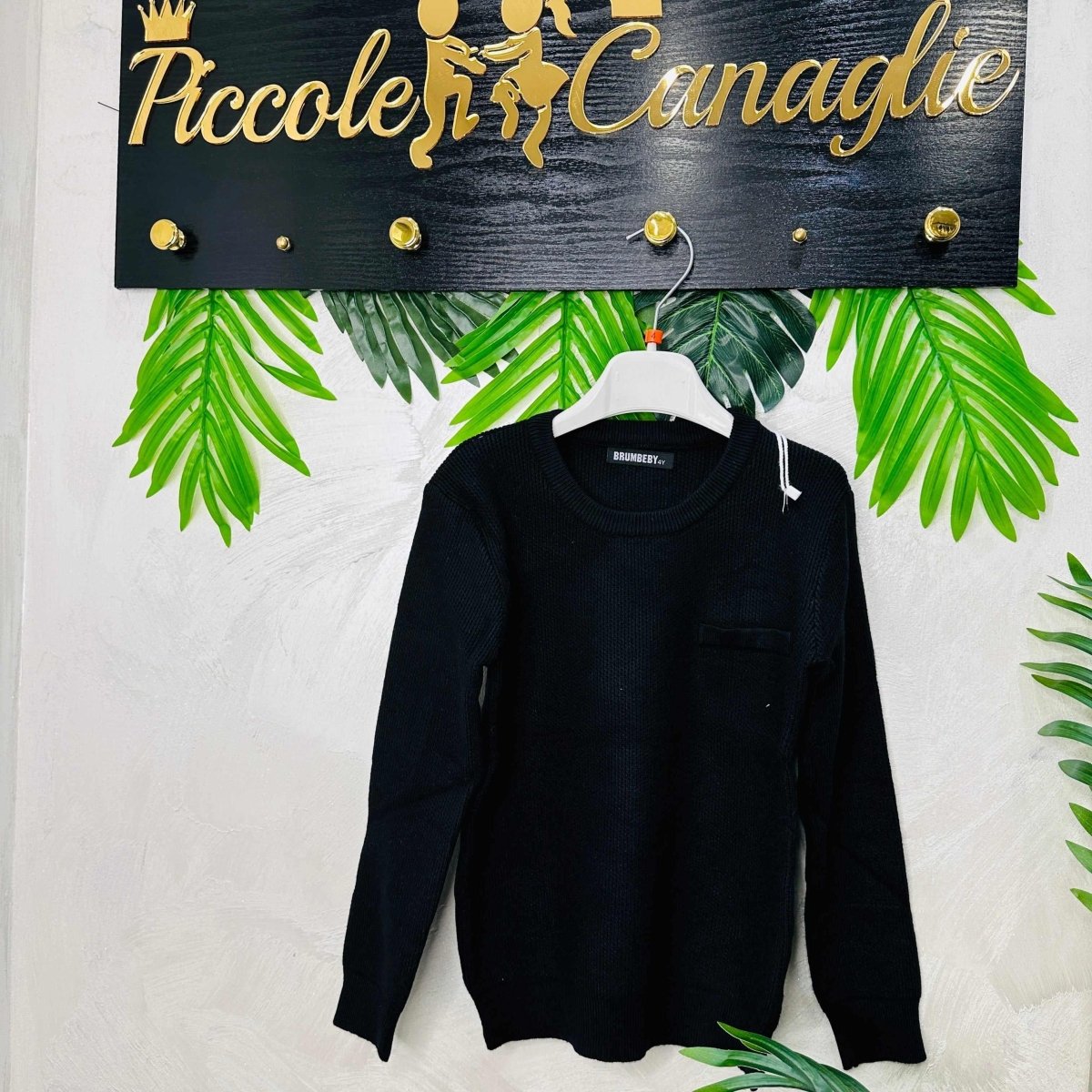 Maglioncino Finto taschino Nero - Piccole Canaglie - PC22105