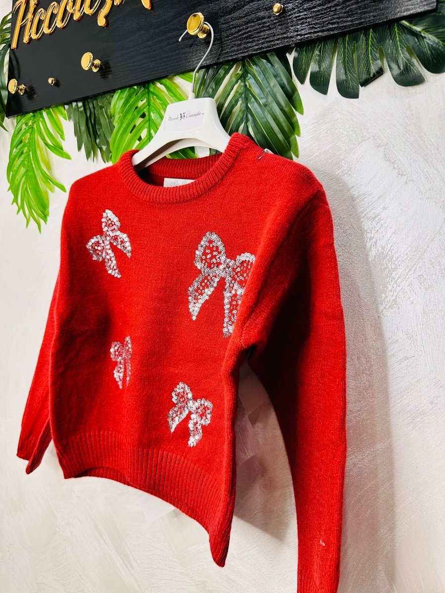 Maglioncino paiette Fiocchi Bordo’ - Piccole Canaglie - 