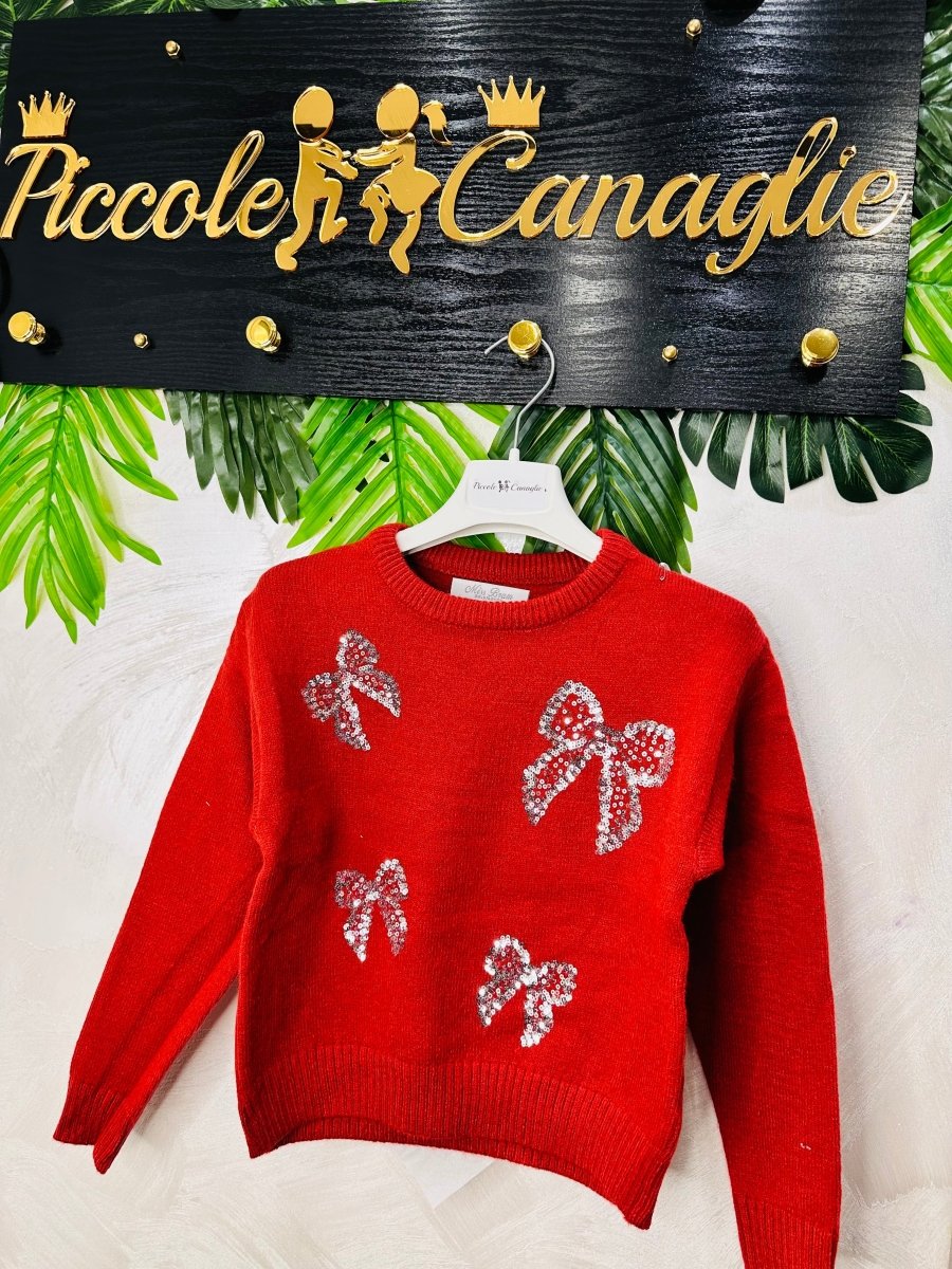 Maglioncino paiette Fiocchi Bordo’ - Piccole Canaglie - 