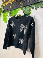 Maglioncino paiette Fiocchi nero - Piccole Canaglie - 