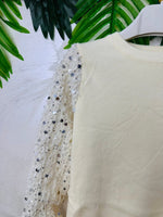Maglioncino Paillettes Avorio - Piccole Canaglie - PC23170