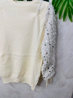 Maglioncino Paillettes Avorio - Piccole Canaglie - PC23170