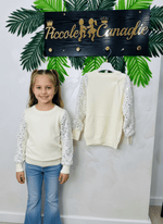 Maglioncino Paillettes Avorio - Piccole Canaglie - PC23170