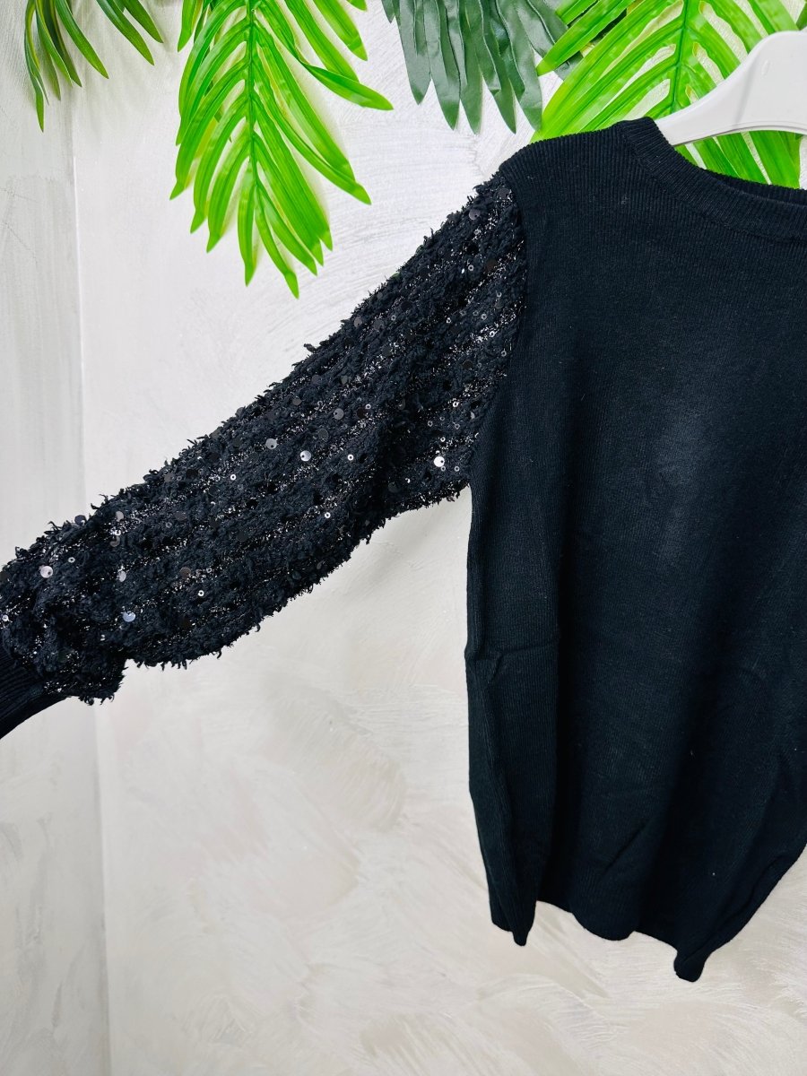 Maglioncino Paillettes Nero - Piccole Canaglie - PC23188