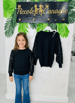 Maglioncino Paillettes Nero - Piccole Canaglie - PC23188