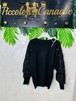 Maglioncino Paillettes Nero - Piccole Canaglie - PC23188