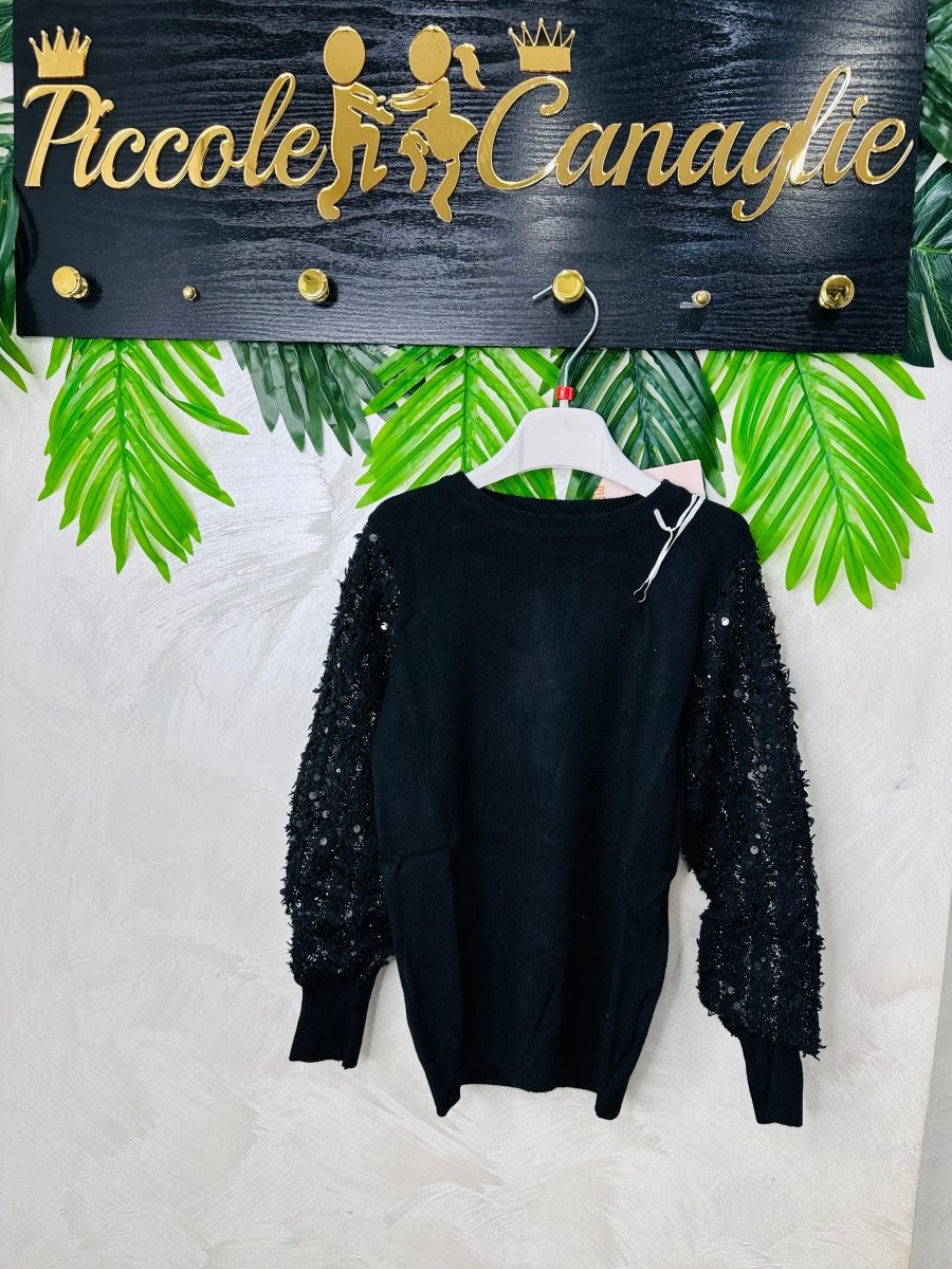 Maglioncino Paillettes Nero - Piccole Canaglie - PC23188