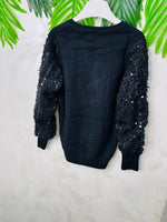 Maglioncino Paillettes Nero - Piccole Canaglie - PC23188