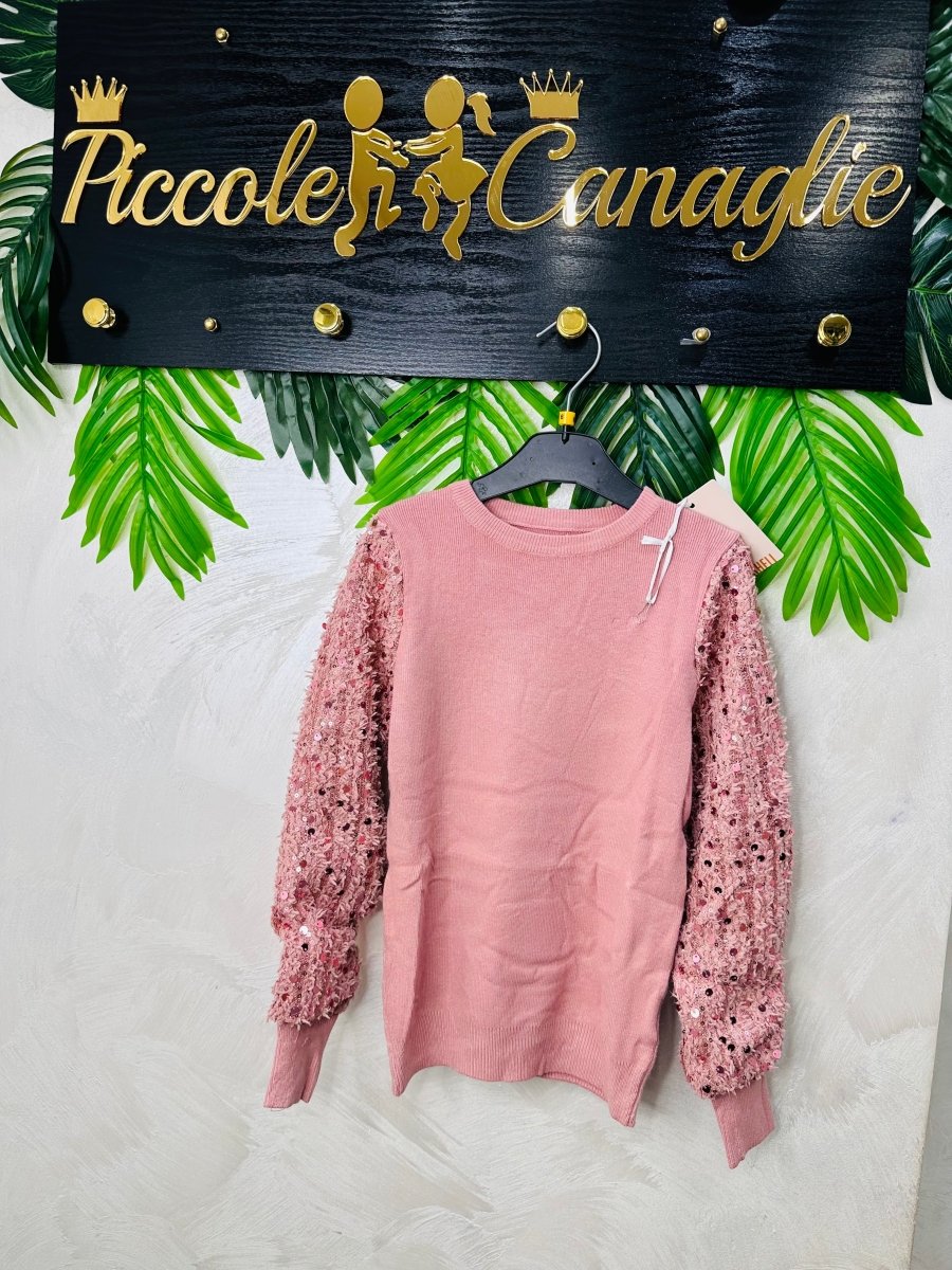 Maglioncino Paillettes Rosa - Piccole Canaglie - PC23176